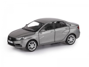 Машина "АВТОПАНОРАМА" LADA VESTA седан, 1/24,  серый, свет. звук. эффекты, в/к 24,5*12,5*10,5 см