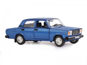 Машина "АВТОПАНОРАМА" ВАЗ 2107, 1/24, синий, инерция, в/к 24,5*12,5*10,5 см
