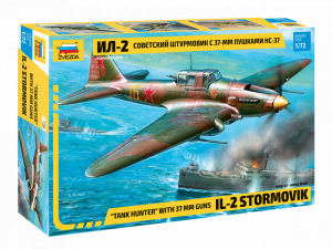 Сборная модель ZVEZDA Советский штурмовик Ил-2 с 37мм пушкой НС-37, 1/72