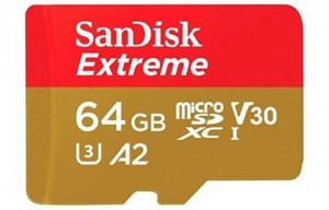 Карта памяти microSDXC UHS-I U3 SANDISK Extreme 64 ГБ
