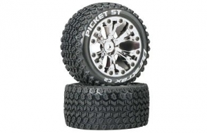 Покрышка и колёсный диск зад Picket C2 2.8" 12 мм 2WD (2шт.) (хром)