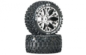 Покрышка и колёсный диск зад Six Pack ST 2.8" 12 мм 2WD (2шт.) (хром)