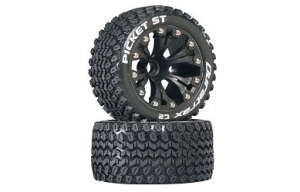 Покрышка и колёсный диск перед Picket ST 2.8" 12 мм 2WD (2шт.) (чёрные)