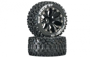 Покрышка и колёсный диск перед/зад Six Pack ST 2.8" 12 мм 2WD (2шт.) (чёрные)