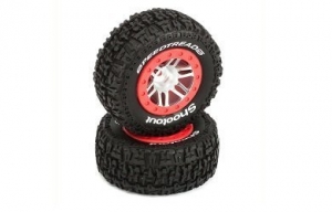 Покрышка и колёсный диск перед/зад SpeedTreads Shootout Traxxas Slash 12 мм (2шт.) (красные)