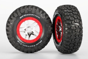 Traxxas  Колеса в сборе для моделей Slayer Pro 4WD, chrome/red, 2 шт. 