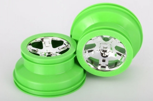 Traxxas Диски для полнопривод. зад/перед, для заднепривод. зад, chrome/green, 2шт.