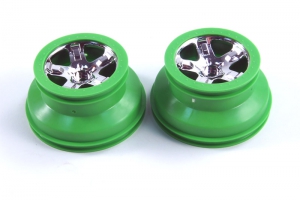 Traxxas Диски передние для Slash 2WD chrome/green, 2шт.