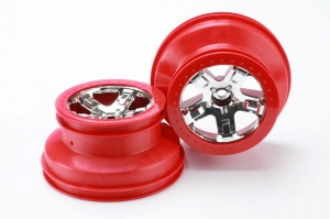 Traxxas Диски передние для заднеприводных моделей chrome/red, 2шт.