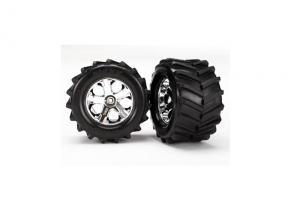 Traxxas Колеса в сборе Maxx 2.8" с хромированными дисками для моделей монстров масштаба 1:10, 2шт. 