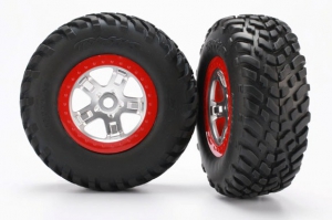 Traxxas Колеса в сборе для Slayer Pro 4WD chrome/red, 2шт.