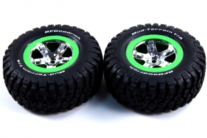 Traxxas Колеса в сборе для полнопривод. зад/перед, для заднепривод. зад, chrome/green, 2шт.
