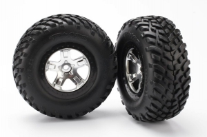 Traxxas Колеса в сборе для полнопривод. зад/перед, для заднепривод. зад, черный/хром, 2шт.