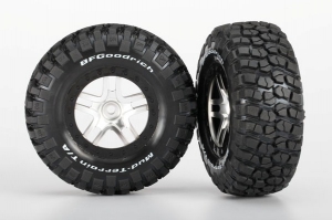 Traxxas Колеса в сборе, для полнопривод. зад/перед, для заднеприв. зад, chrome/black, 2 шт.  