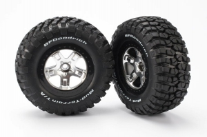 Traxxas Колеса передние в сборе для заднеприводных автомоделей, chrome/black 2 шт. 