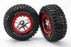 Traxxas Колеса передние в сборе для заднеприводных автомоделей, chrome/red, 2 шт.  