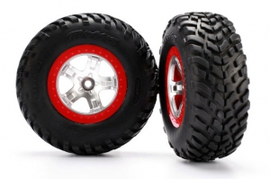 Traxxas Колеса передние в сборе для заднеприводных автомоделей, chrome/red, 2шт.