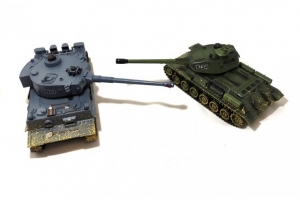 Радиоуправляемый танковый бой T34 Tiger масштаб 1:28 с эффектом грязи