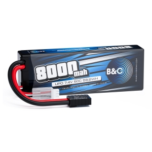 Аккумулятор LiPo B&C - 7,4V 8000МАЧ 50C (2S, Hardcase, TRX)