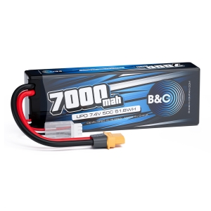 Аккумулятор LiPo B&C - 7,4V 7000МАЧ 50C (2S, HardCase, XT60)