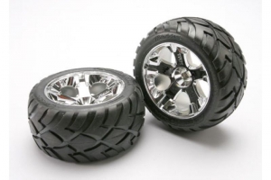 Traxxas Колеса в сборе 2.8" нитро-передние для автомоделей Jato масштаба 1:10, черный хром, 2шт.
