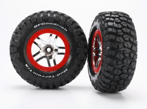 Traxxas Колеса в сборе для полнопривод. зад/перед,для заднепривод. зад для моделей 1:10, красный хром, 2 шт. 