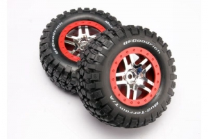 Traxxas Колеса в сборе для полнопривод. зад/перед,для заднепривод. зад для моделей 1:10, красный хром, 2шт.