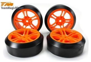 Team Magic Колеса дрифт 1/10 в сборе (45° / 5 спиц / Orange) 4шт