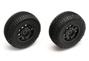 Associated Колеса задние в сборе шорт 1/10 - SC10 , black (2шт)