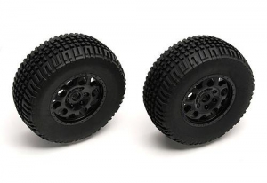 Associated Колеса передние в сборе шорт 1/10 - SC10 black (2шт)