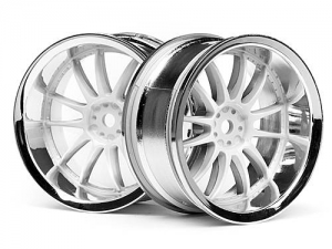 HPI Диски туринг 1/10 - WORK XSA 02C (26mm CHROME/WHITE/ вынос 6mm) 2шт