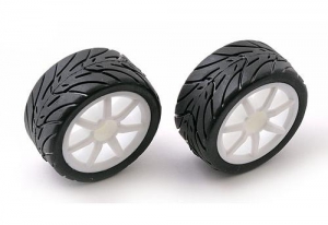 Associated Колеса в сборе 1/18R - Белый диск 7 спиц (2шт)