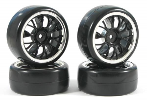 Fastrax Колеса дрифт 1/10 - Fastrax Y-Spoke (V2 Tyre) 4шт - Chrome