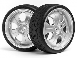 HPI Колеса в сборе 1/10 (MATTE CHROME / 4шт) низкопрофильные