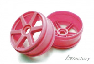 K Factory Диски багги 1/8 - "No-Slots" (6-Spoke/ 17mm/ Pink/ 2шт)