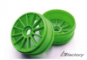 K Factory Диски багги 1/8 - (12 спиц / 17mm / Green/ "No-Slots")  2шт