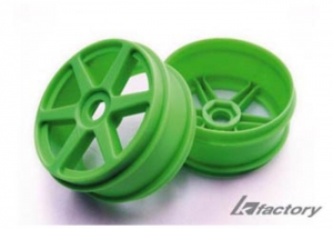 K Factory Диски багги 1/8 - (6 спиц/ 17mm/ Green/"No-Slots") 2шт