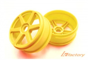 K Factory Диски багги 1/8 (6 спиц / 17mm/ Yellow/ "No-Slots") 2шт