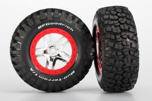 Traxxas Колеса в сборе для Slayer Pro 4WD chrome/red, 2 шт. 