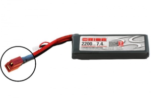 Team Orion Li-Po 7,4В(2S) 2200mah 50C SoftCase Deans plug with LED charge status