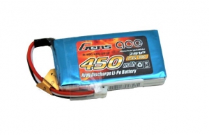 Gens Ace Li-pol 7.4V 450mAh, 30C, 2s1p, JST
