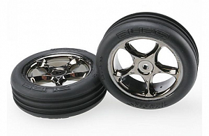 Traxxas Колеса передние в сборе 2.2" 2шт (черный хром)