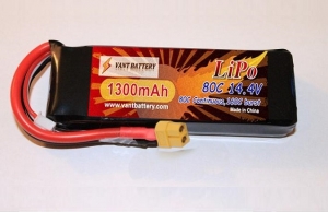 Аккумулятор VANT Li-pol 1300mAh, 80c HV, 4s1p, XT60/EC3/Deans VTB1300-80C-4SHV