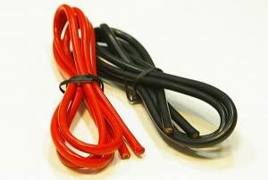 Силовой кабель в силиконовой изоляции 8AWG - комплект по одному метру каждого цвета (красный и черный)