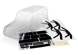 Body, Mercedes-Benz® G 500® 4x4² (clear, requires painting)/ decals/ window masks (includes rear body post, grille, side mirrors, door handles, & windshield wipers)