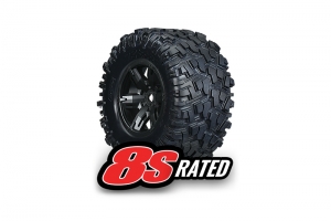 Tires & wheels, assembled, glued (X-Maxx black wheels, Maxx AT tires, foam inserts) left & right